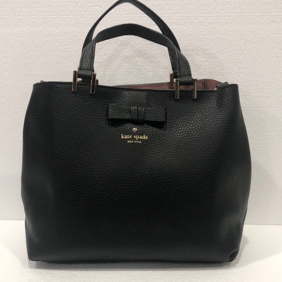kate spade Handbags - Kate Spade Black Pebble LeatherTote with Bow Accent-EUC